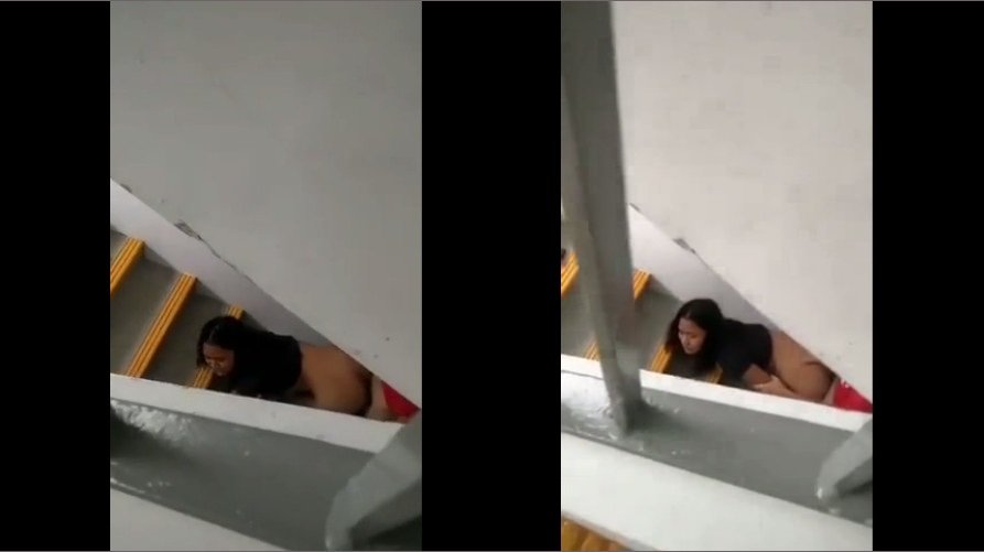 公寓樓梯偷拍情侶被發現