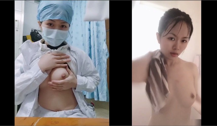 Enfermeira estagiária extremamente erótica se exibe na clínica