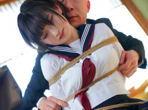 Cosplay as a schoolgirl to have sex with her father-in-law