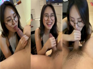  Bespectacled girl with amazing cock sucking skills